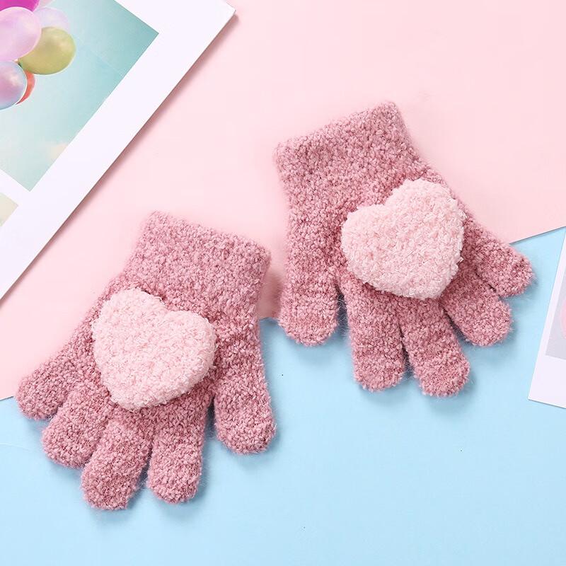Kids' Heart-Pattern Warm Gloves