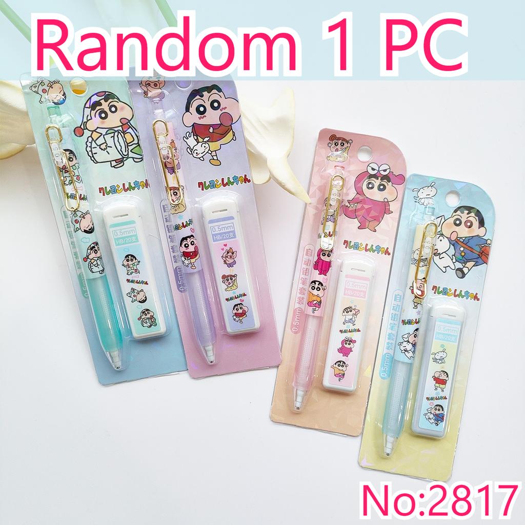 Crayon Shin-chan Mechanical Pencil Set 0.5mm Cute Cartoon Press Pencil No Sharpening Student School Stationery Gift Supplies