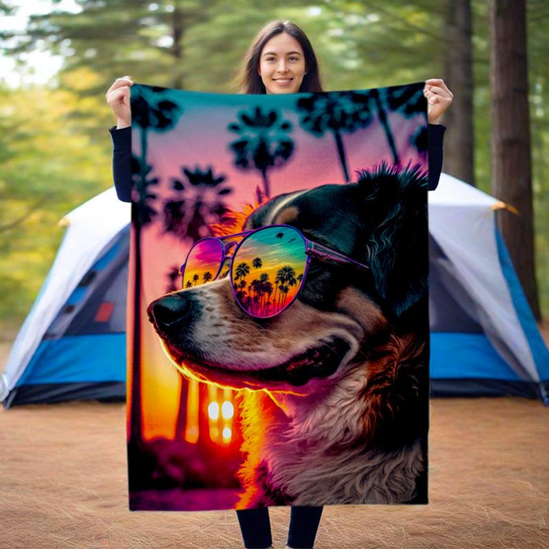 1pc dog pattern blanket, all season lightweight home office outdoor nap multifunctional blanket