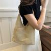 Straw Woven Bag Large Capacity Underarm Bag Korean Ins Retro Woven Bucket Bag Shoulder Bag Vacation Style Beach Bag Women