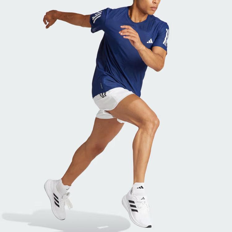 adidas Own the Run Tee Dark Blue Men Streetwear IN1502