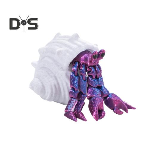 

3D-печатная фигурка краба-отшельника с подвижными суставами, фигурка краба, шарнирная модель животного, украшение для рабочего стола, подарок для детей и взрослых L фиолетовый