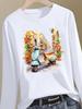 (Asian Size) Trend Style Cute Graphic Tee Women Autumn Winter Spring Casual Fashion Top O-neck Clothing Print T Shirt Long Sleeve T-shirts