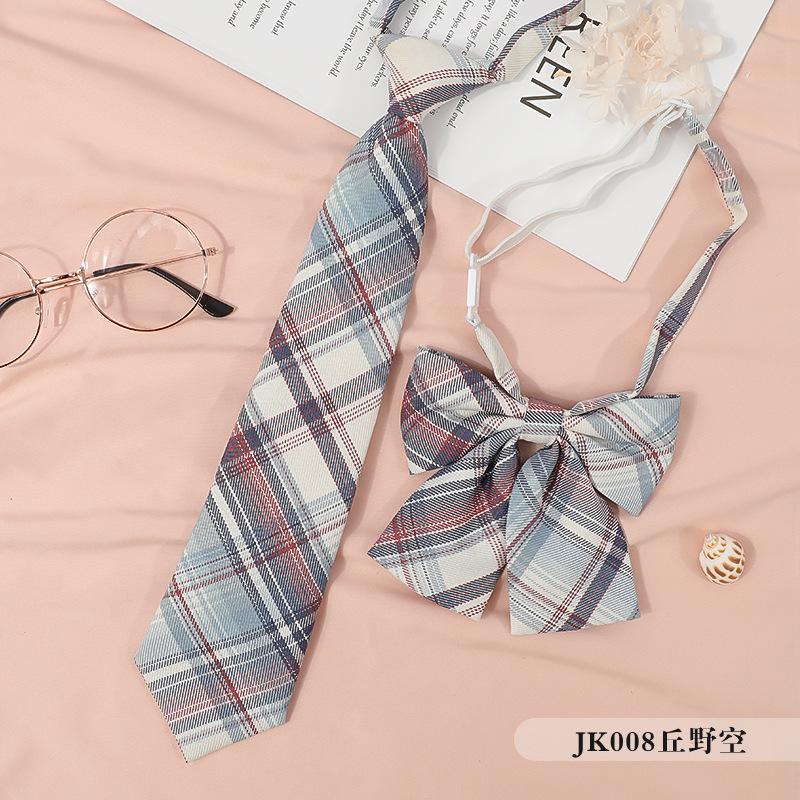 Japanese Korean Version Striped Jkdk College Style Red Cyan Gray Blue Shirt Men'S And Women'S Accessories Free Tie Tie Set