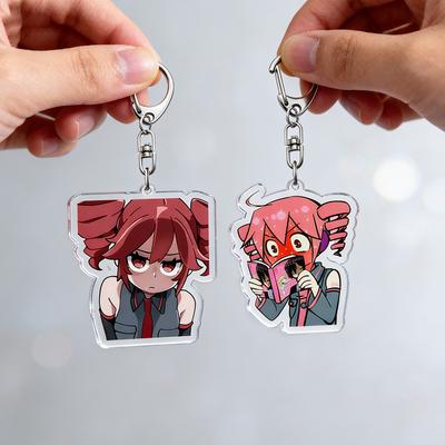 Cute Anime Girl Kasane Teto Keychain Accessories Bag Kawaii Manga Key Ring Chains Jewelry Fans Friends Birthday Gifts