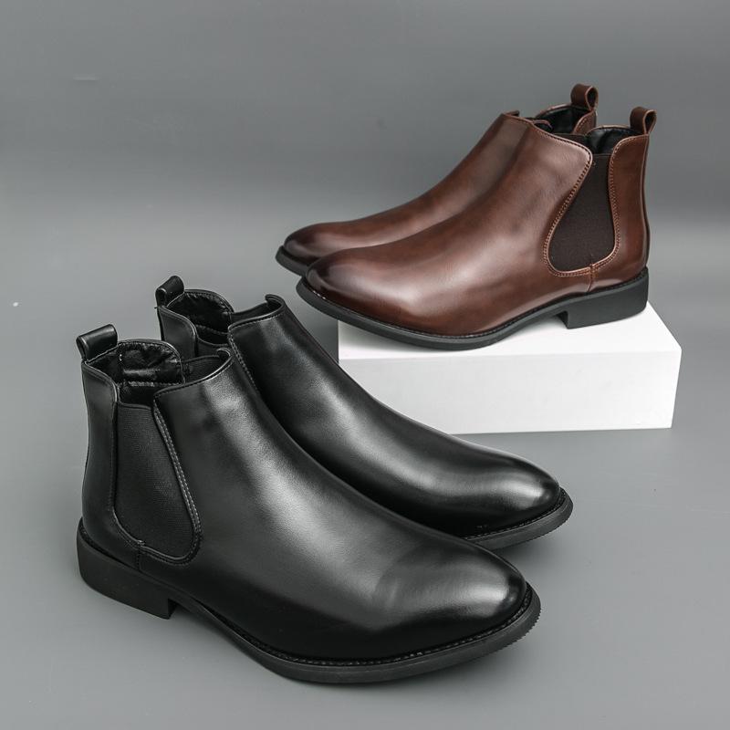 Neue High-Top-Lederschuhe Herren Chelsea Boots Britische Herrenschuhe modische Retro Herren Übergröße Kurzstiefel
