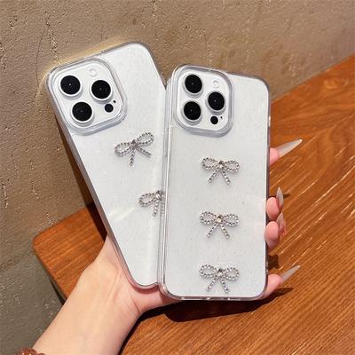 Transparent Drip Glue Sparkling Powder Phone Case for IPhone 16 Promax Bow for Apple 17 Korean Ins Fashion