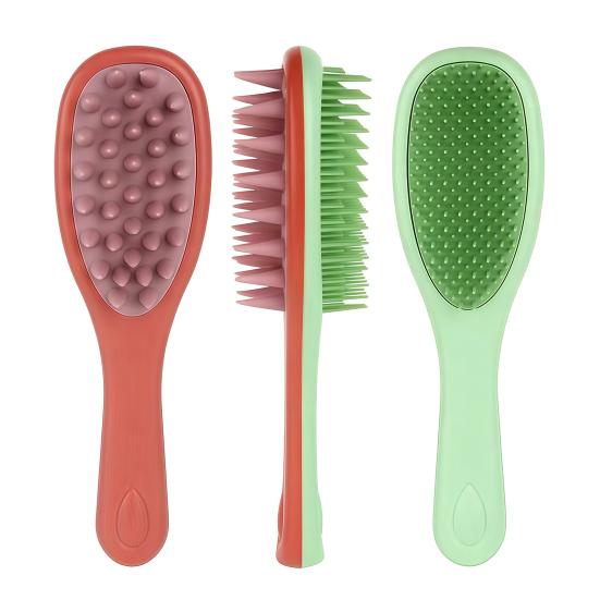 Double-sided Shampoo Brush Long Handle Scalp Massager Comb Men Women 2-in-1 Hair Scrubber Fine Wide Teeth Detangling Brush