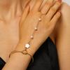 Bohemian Imitation Pearl Beaded Bracelets for Women Ladies Vintage Five Petals Flower Finger Rings Bracelets Jewelry Accessories