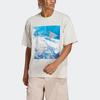 Adidas Landscape Print Casual Crew Neck T-shirt Unisex Tops Beige HR7141