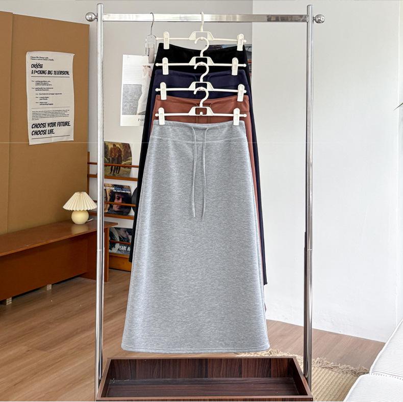 Autumn 2026 Casual Drawstring High Waist Slimming Slit Pencil Skirt