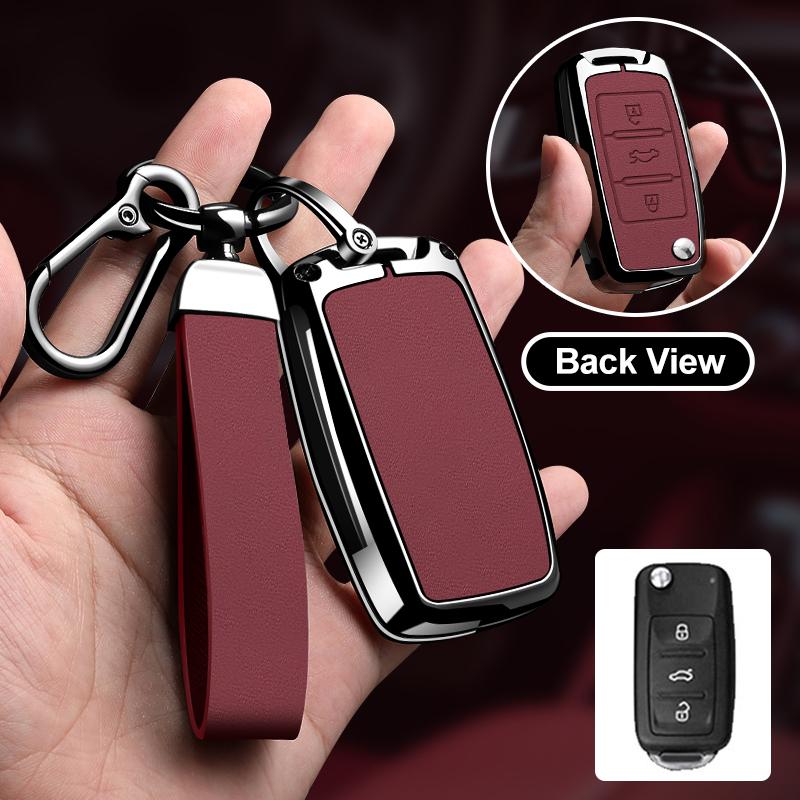Zinc Alloy Leather Car Key Fob Case For Volkswagen Polo Tiguan Passat Beetle Scirocco Golf Jetta Lavida Skoda Octavia Key Fob