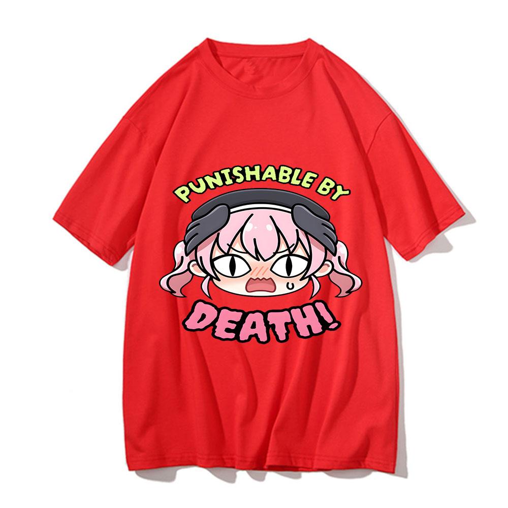 

Футболка с принтом Blue Archive Punishable By Death, мужская и женская футболка с рисунком, свободного покроя, с коротким рукавом, из чистого хлопка XXL красный
