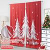 2pcs 2D Flat Printing Merry Christmas Window Drapes Winter Snowscape Trees Holiday Polyester Without Electricity Birthday Party