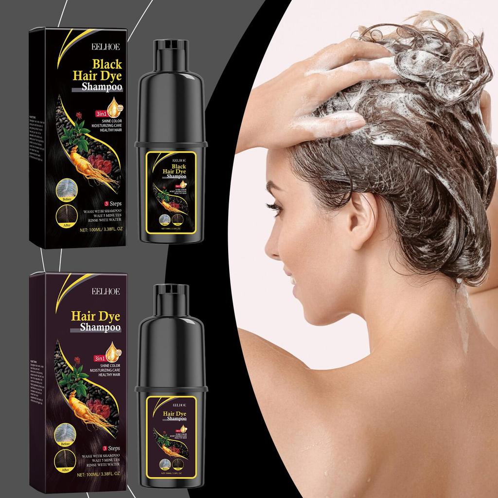 100ml Black Hair Dye Shampoo (Hair Color) - Herbal Extracts - Repairs Damaged Hair, Nourishes Hair Roots, Say Goodbye To Gray Hair Problems