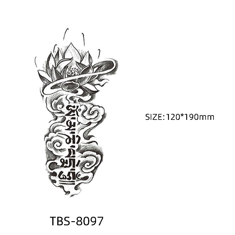 

Водонепроницаемые полуперманентные черно-белые наклейки-татуировки с тотемными цветами 120*190mm