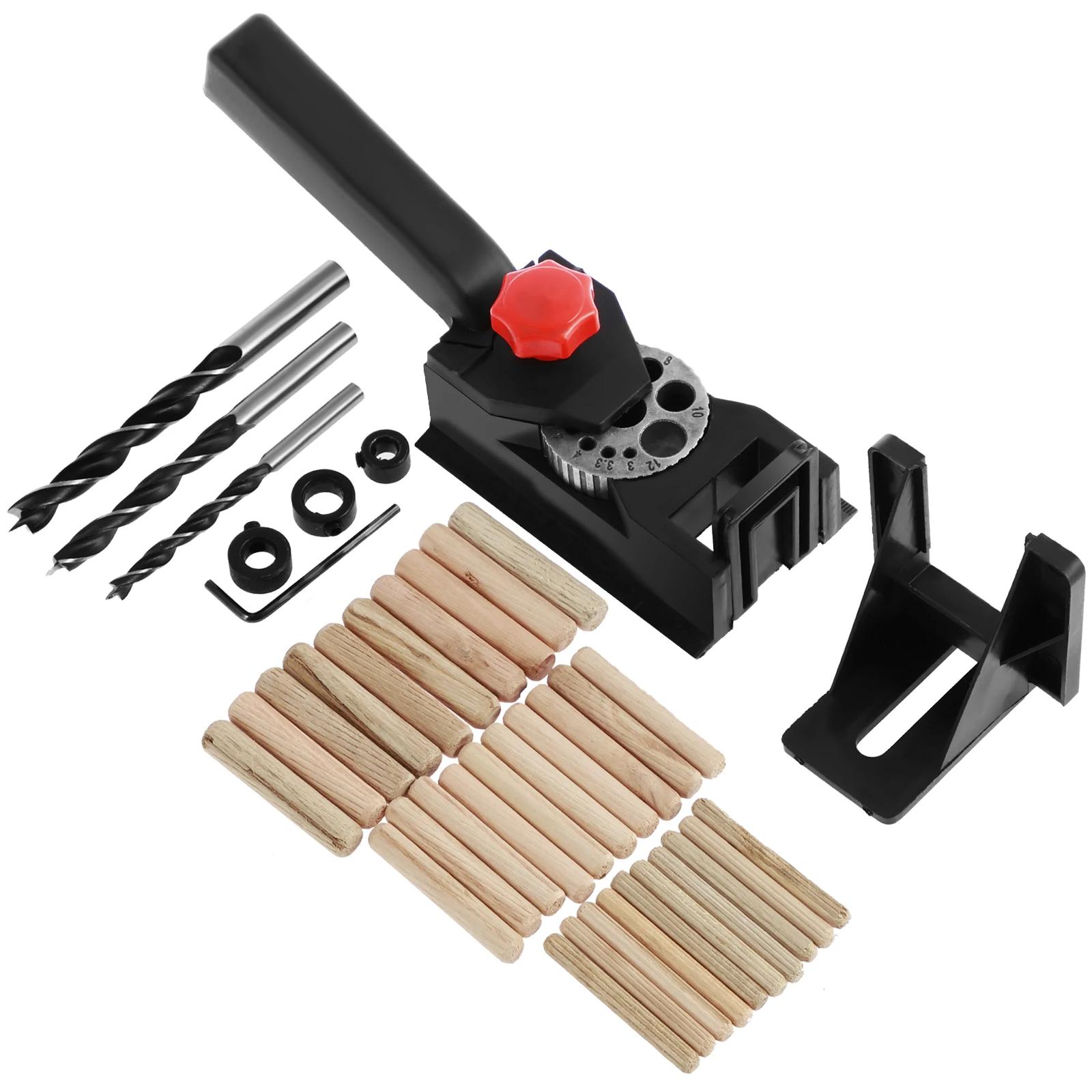 

Направляющая для сверления дюбелей, точный самоцентрирующийся набор для сверления дюбелей, направляющая для сверления прямых отверстий по дереву, сверление деревянных соединений, отверстие 2025 38pcs чёрный