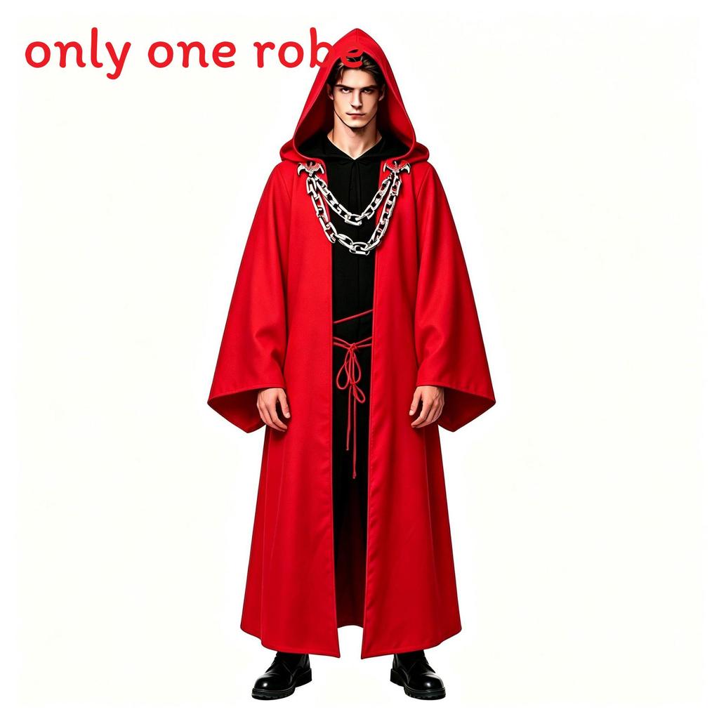 Costume da Mago Gotico con Cappuccio a Catena per Feste di Halloween e Cosplay