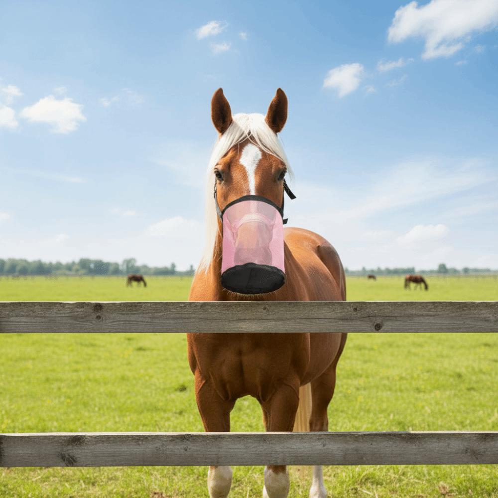 Langlebige, auslaufsichere Pferdefuttertasche, verstellbare Netz-Weidehaube, elastischer, atmungsaktiver Heufutter-Tragebeutel, Training