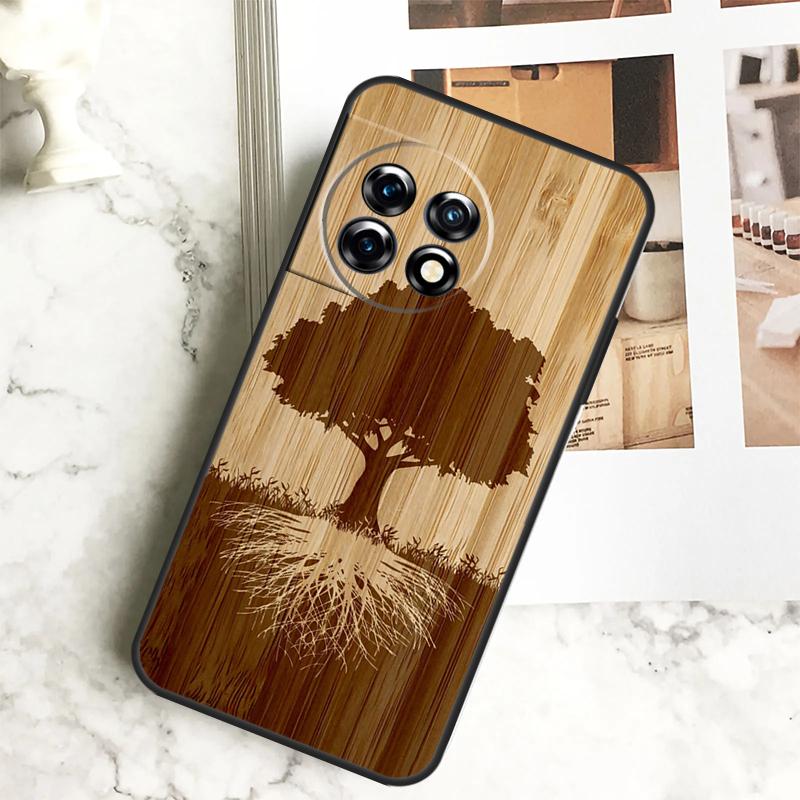 Tree Flower Bamboo Wood Case For OnePlus 12 12R 11 9 10 Pro 10R 9R 8T 10T Nord 3 CE 2 Lite 2T N10 N20 N30 CE4 Cover
