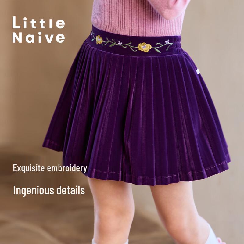 Маленькая наивная зимняя вельветовая вышитая плиссированная юбка-шорты для девочек 150