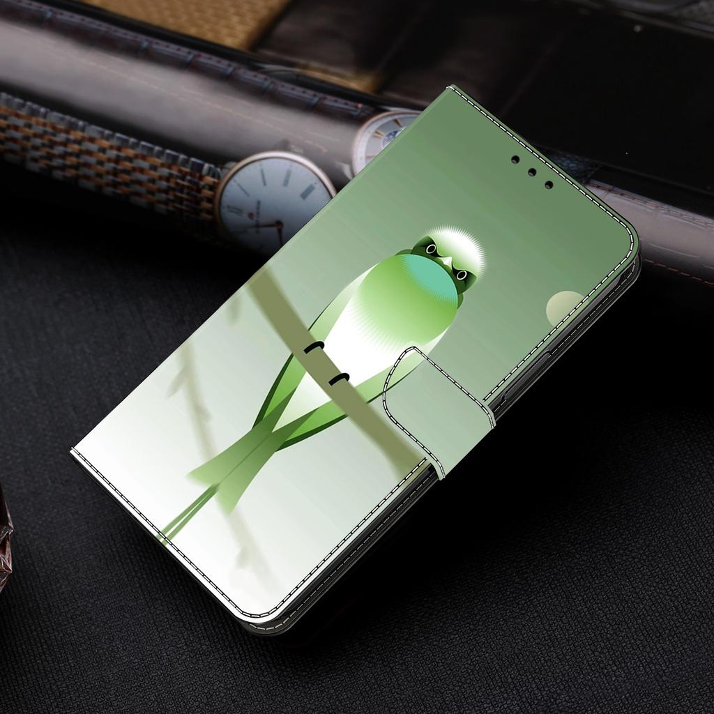 Green Bird Pattern PU Leather Book Case for iPhone Samsung Huawei Honor Google Redmi Xiaomi LG Motorola Sony Nokia Oneplus Oppo