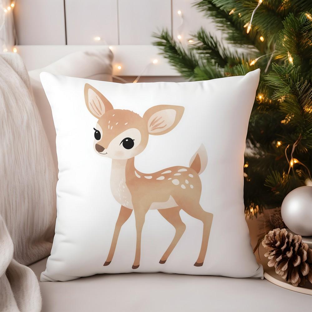 Home Decor Cute Fawn Pattern Pillow for Cozy Decor Pattern Cushion Cover Suitable for Sofa Bedroom Car Pillow Cover