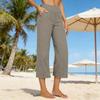 2026 Women's European Cotton Linen High-Waisted Wide-Leg Pants, Early Spring Fashion, Seven-Tenths Length.