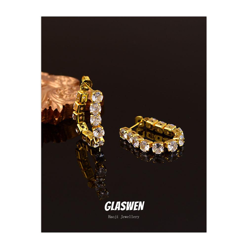 Temperament Versatile Zircon Tassel Earrings Women S Light Luxury High-End Rhinestone Long Stud Earrings Pendant Earrings