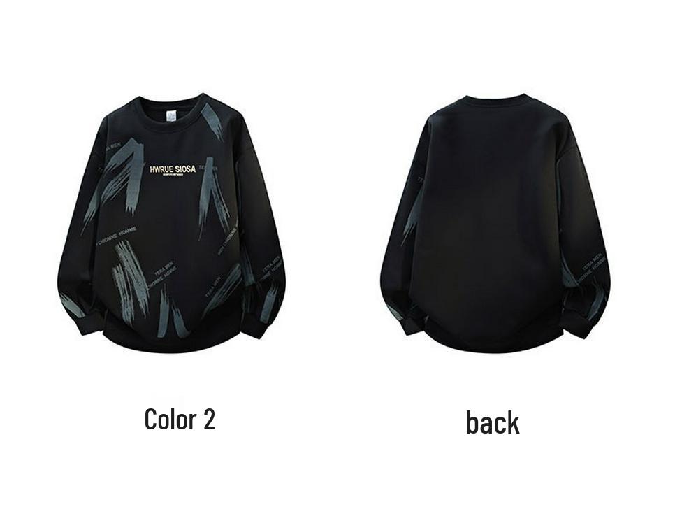 American Trendy Hong Kong-Style Youth Hoodie: Loose, Handsome, Versatile Long Sleeve Casual Round Neck for Spring and Autumn