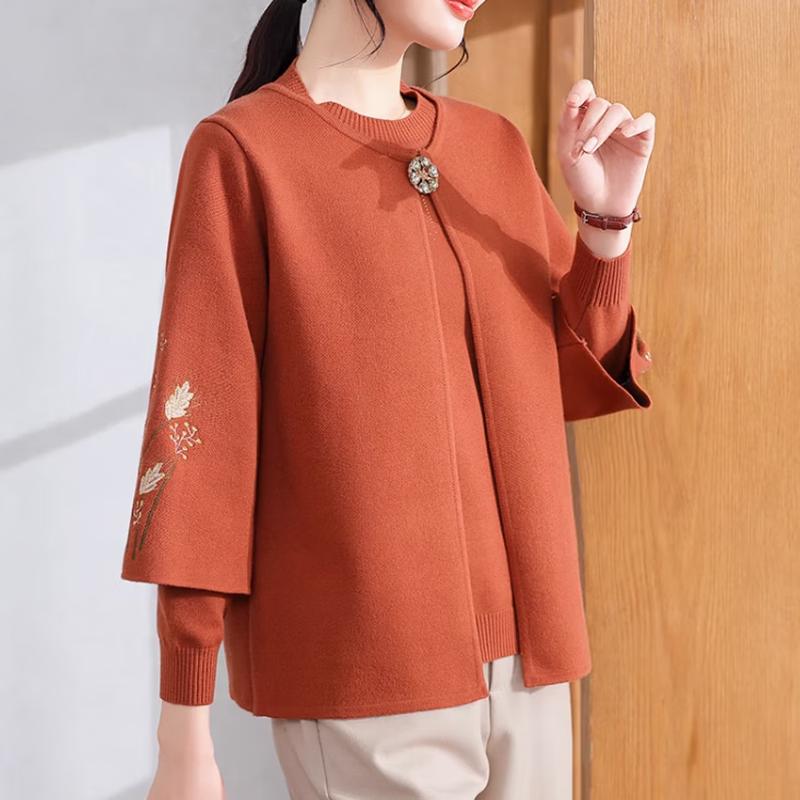 

XUEXI Women s Winter 2024 Floral Embroidered Sweater Cardigan 2XL