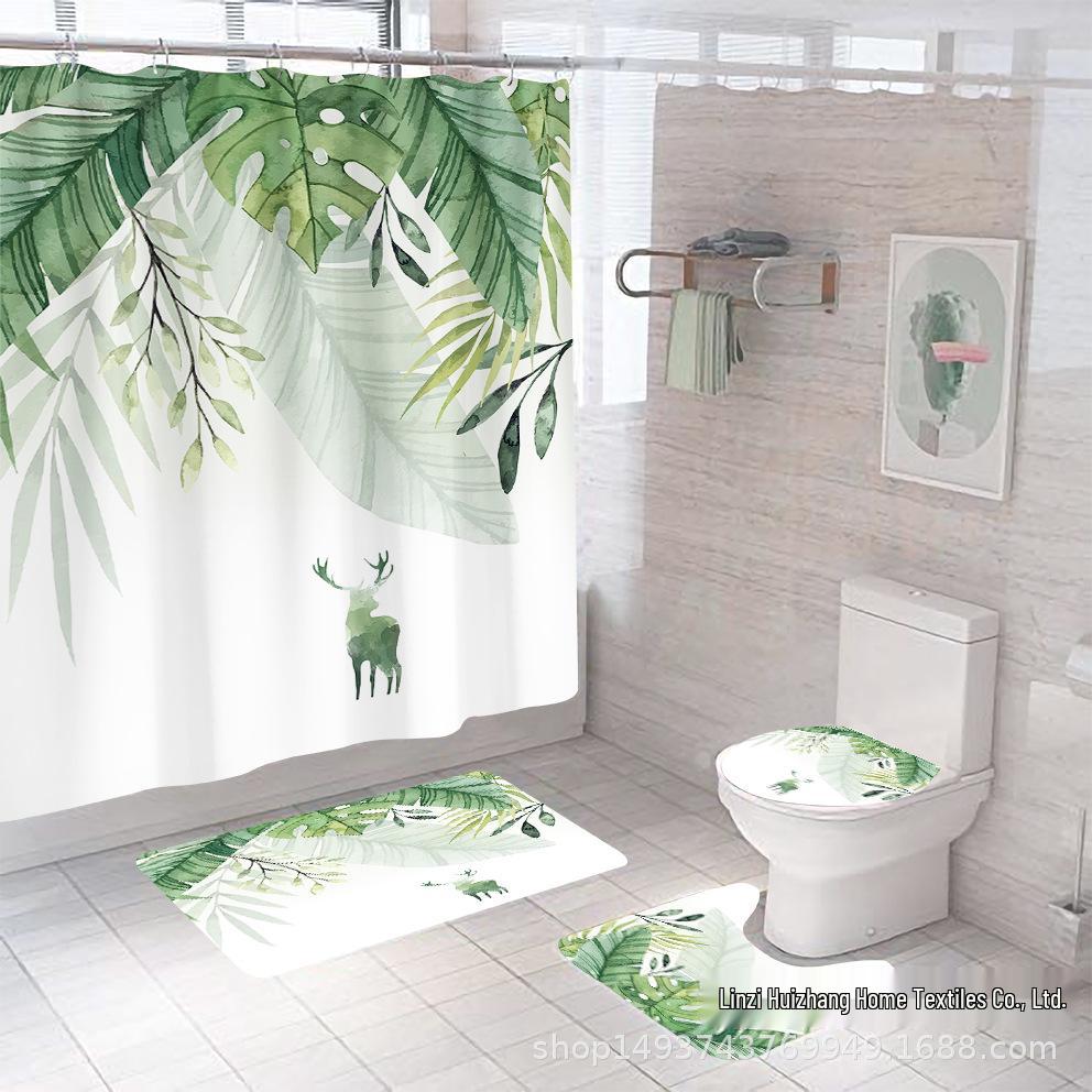 Waterproof Mildew-Proof Floral Shower Curtain 40x60 cm mat
