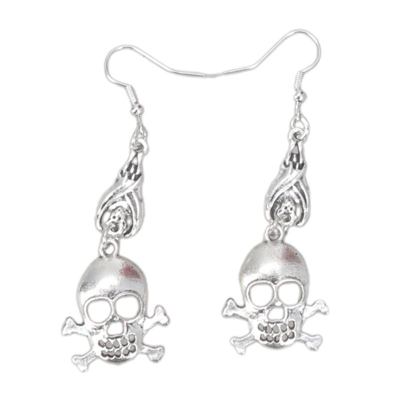 9x Goth Mysterious Drop Earring Jewelry Rose Heart for Butterfly Bat Skull for Cross Pendant Charm Vintage Earring For W