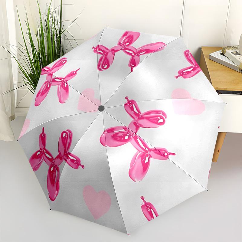 

1pc Balloon dog, Heart Automatic Folding Umbrella, 8-Rib Iron Frame, Casual Outdoor Accessory for Birthday Festival Gifts yy251128204