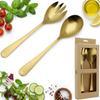 Spoon Long Cutlery For Salad Fork Spoon Set 2 Pieces Gold