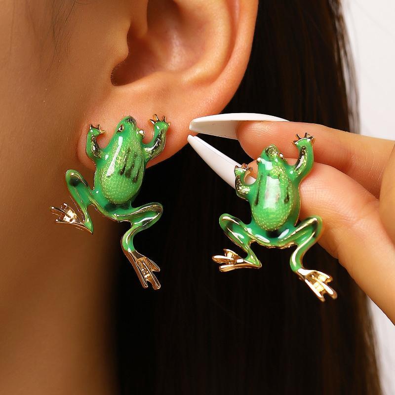 Cute Cartoon Frog Earrings Hip Hop Rock Quirky Creative Personality Fashion Jewelry for Women Dating Gift