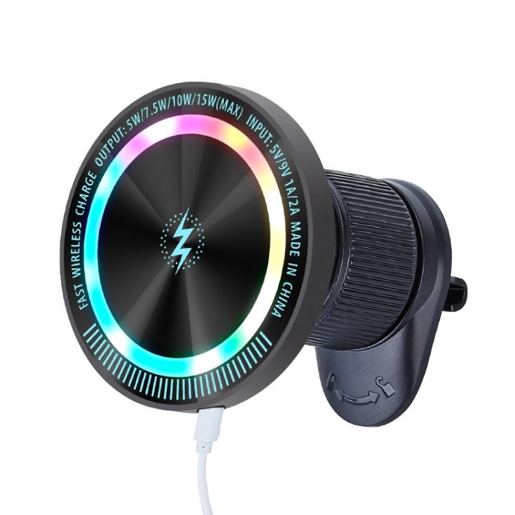

Magsafe 15W Magnetic Colorful Light Wireless Charging Mobile Phone Holder A9 Air Outlet Dark Gray