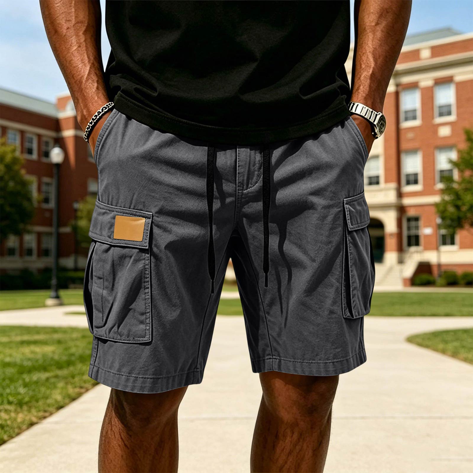 Men s Summer Outdoor Cargo Shorts Multi Pocket Hiking Casual Work Shorts Lightweight Breathable Fabric Drawstring Waist XL