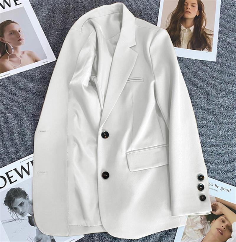 Весенне-осенний пиджак женский пиджак корейский маленький костюмный топ коричневый пиджак одежда свободный прямой темперамент тонкий пиджак для женщин XXXL белый