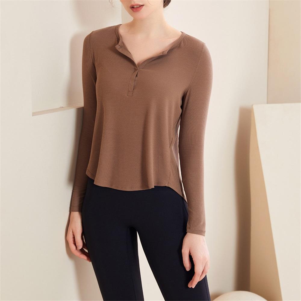 Loose Fitness Yoga Long Sleeved T-shirt Quick Drying Cover Shirt Autumn New Versatile Thread Sports Fitness Suit Top For Women