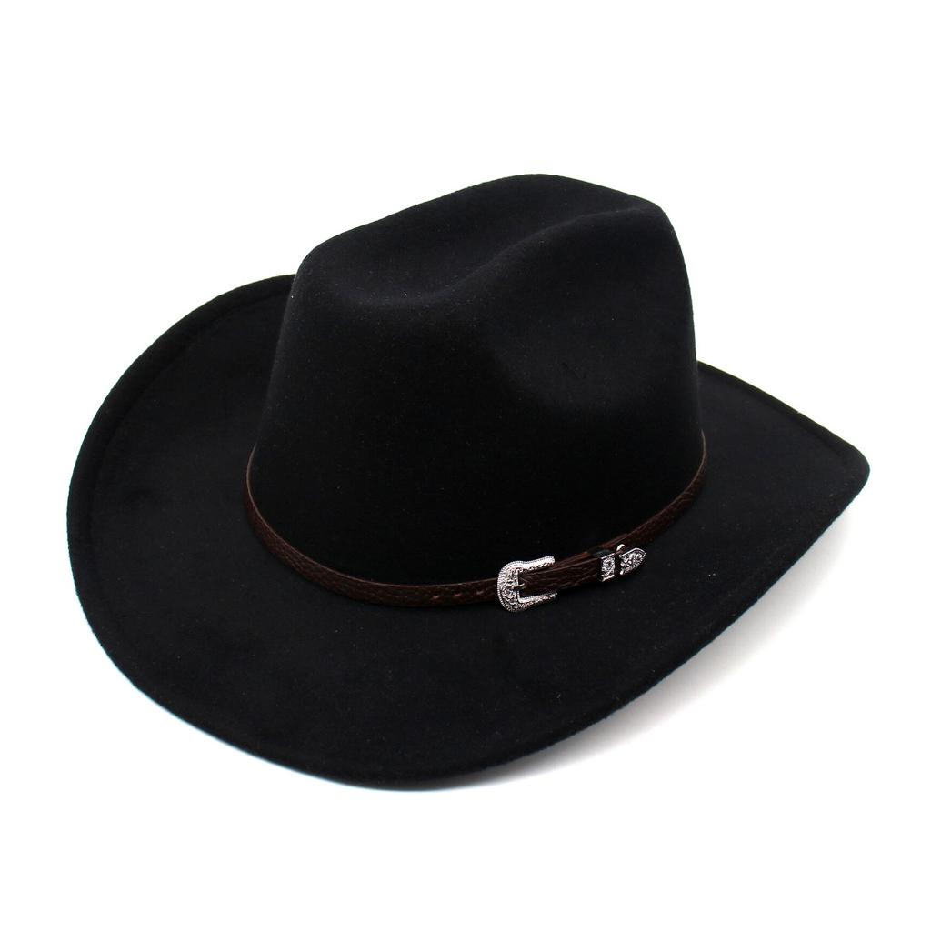 Top Hat Western Cowboy Hat Jazz Hat Retro Felt Hat Belt Wool Hat Men'S And Women'S