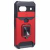For Google Pixel 8a Cover Camera Slide Lid Card Holder Cell Phone Case with Ring Kickstand
