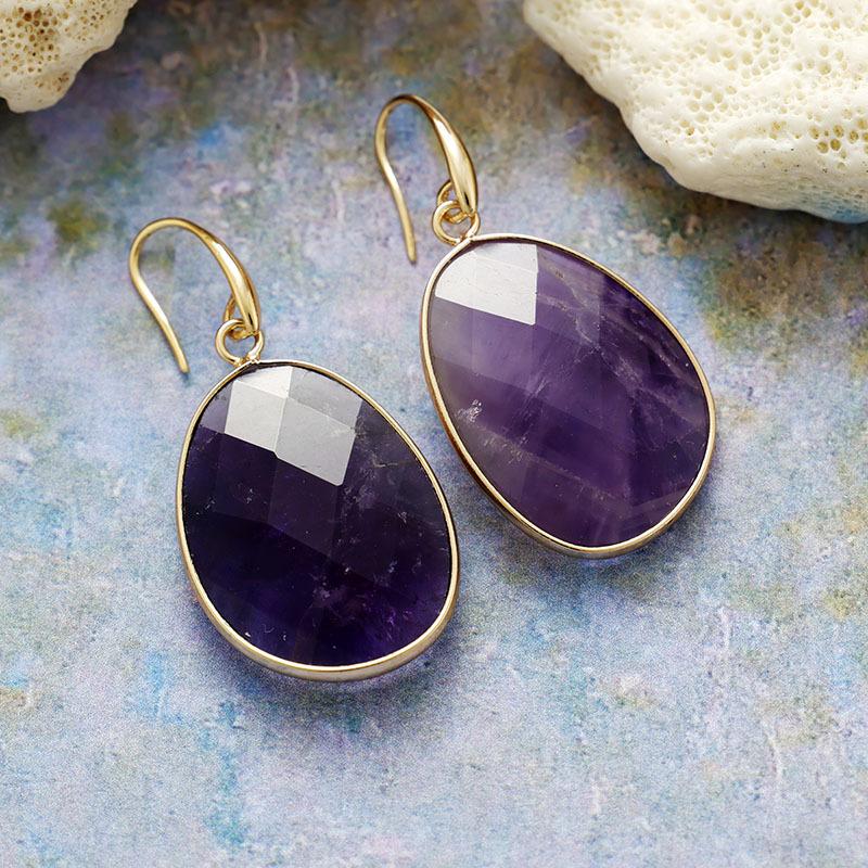 Natural stone geometric earrings, ear hooks, designer exaggerated fashion stone jewelry earrings.