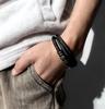 NEW HOT Wholesale Classic Retro Multi Layer Woven Rope Titanium Steel Magnetic Buckle Stainless Steel Leather Men's Bracelet