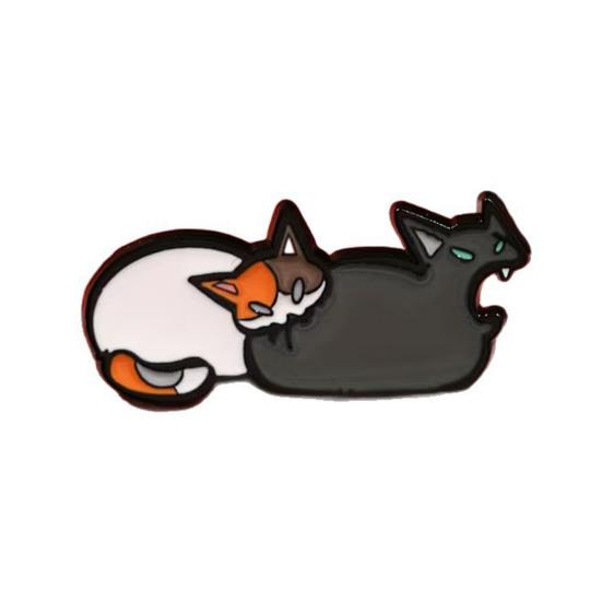 

Two-Cat Cartoon Brooch Mean Cat Enamel Brooch Pin Digital 3D Technology Smooth Surface Black