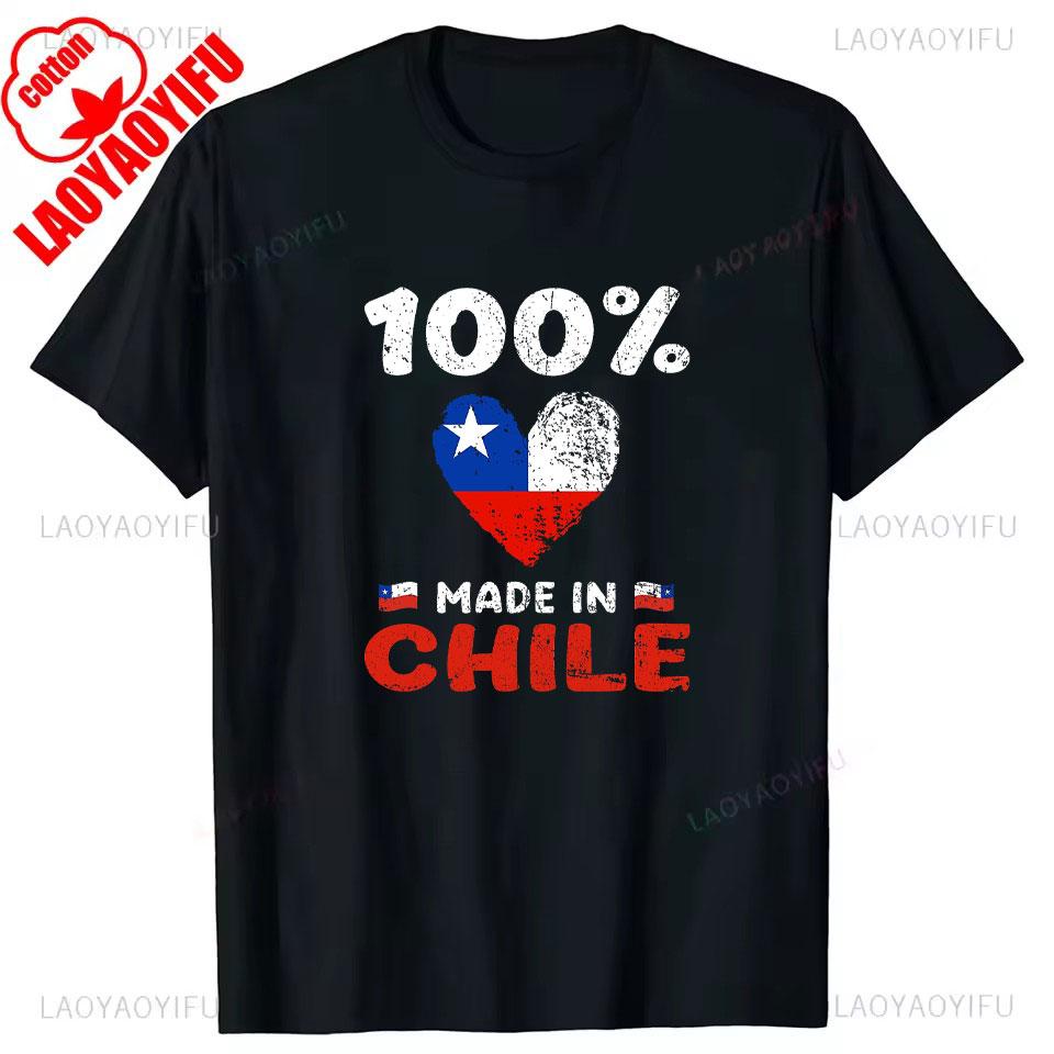 Chile Flagge Stolzer Chilene Aufdruck T-Shirt Herren Damen Baumwolle Humor Streetwear T-Shirt Kurze Ärmel Unisex Locker Kleidung Herren