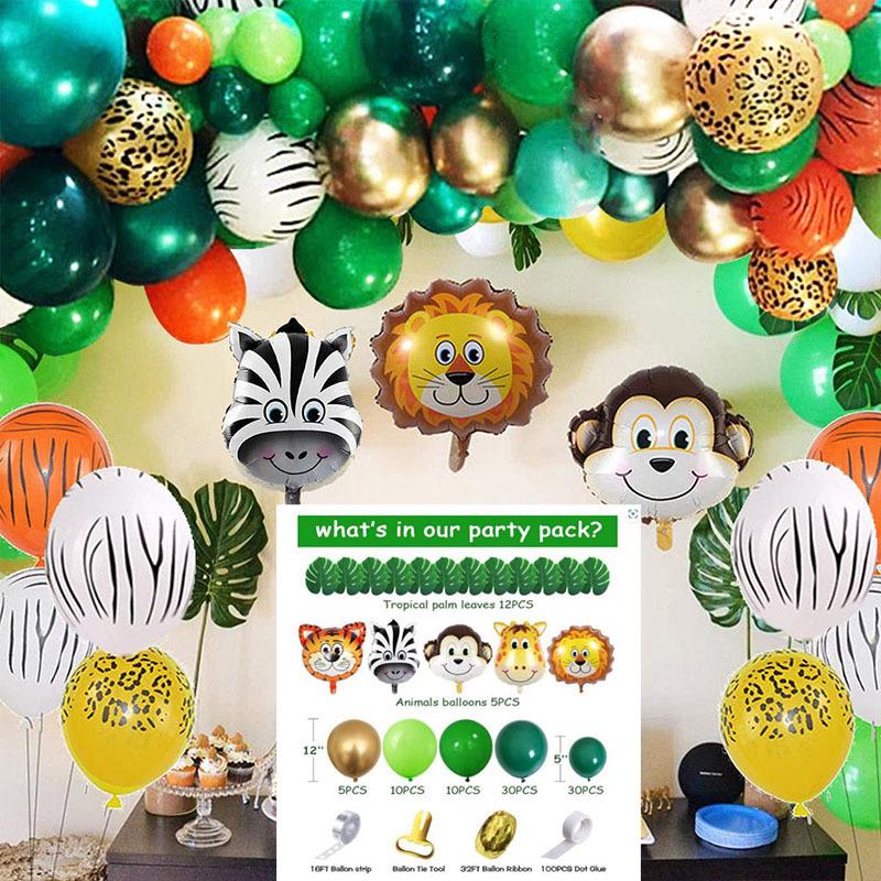 Green Jungle Series Balloon Birthday Party Arch Balloon Set Decoration Balloon Chain