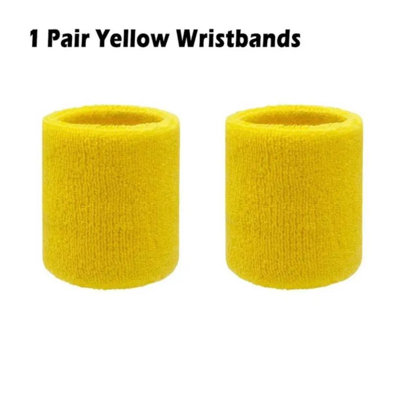 1 Pair Solid Color Wrist Protection Sports Anti-sweat Wristband with Sweat Absorption Breathable Sports Accessories
