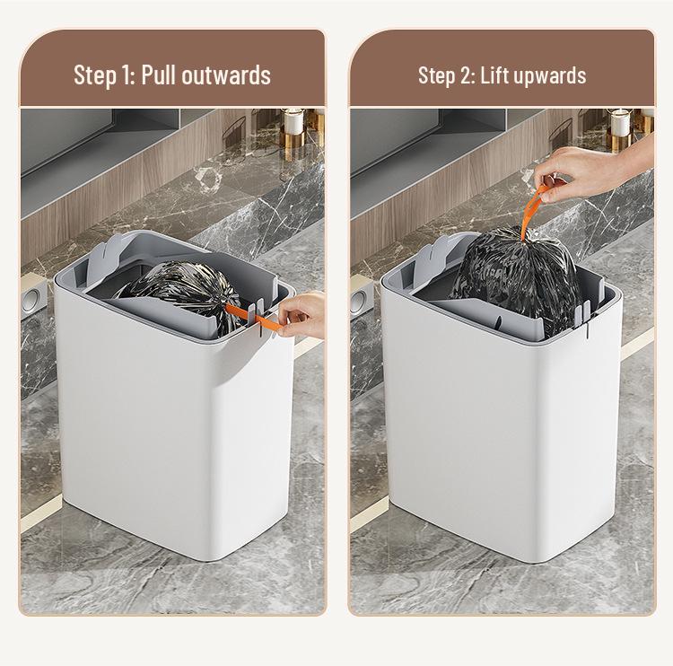 Hands-Free Automatic Trash Can with Smart Lid for Bathroom Use