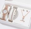 5-Piece Women's Versatile Quartz Wristwatch Set with Steel Band